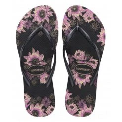 Havaianas Women's Slim Organic Flip Flop In Black/Dark Grey/Rose Gold