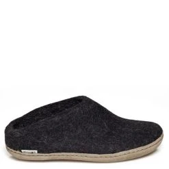 Glerups Open Heel Leather Sole In Charcoal