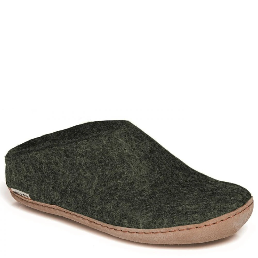 Glerups Open Heel Leather Sole In Forest - Image 2