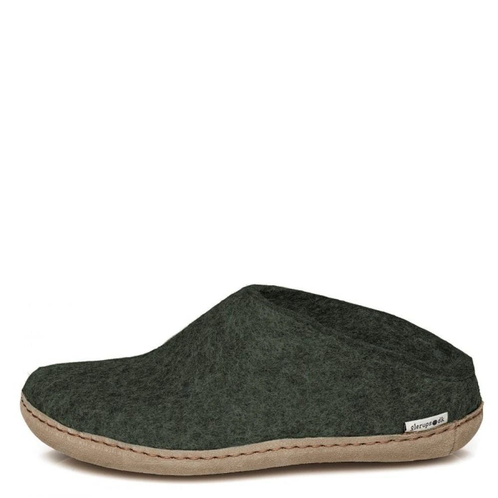 Glerups Open Heel Leather Sole In Forest - Image 3