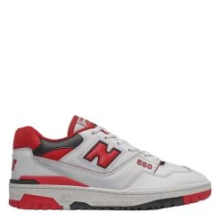 New Balance Men's 550 In White With Team Red